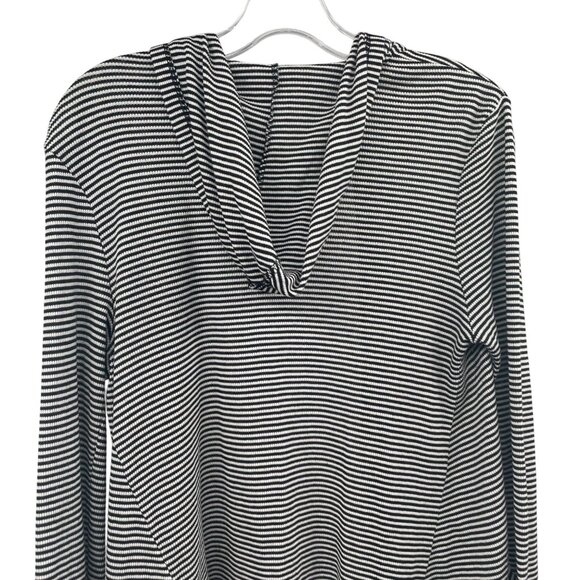 Philosophy Womens Striped Hooded Cardigan Open Front Black/White Size Medium - Picture 7 of 9